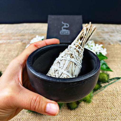 Ceramic Black Smudging Bowl Sml - Lokta Paper Box